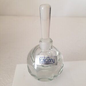 Vtg Hand Blown Romanian Toscany Clear Round Faceted Lead Crystal Perfume Bottle